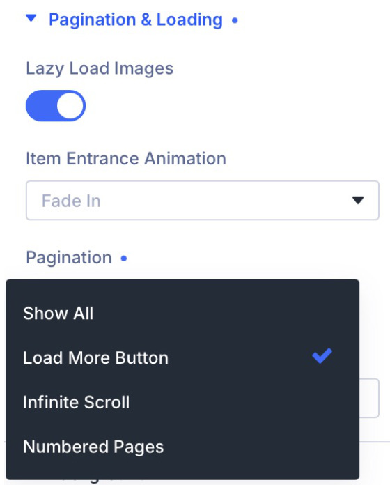 Prime Pagination and Loading Settings