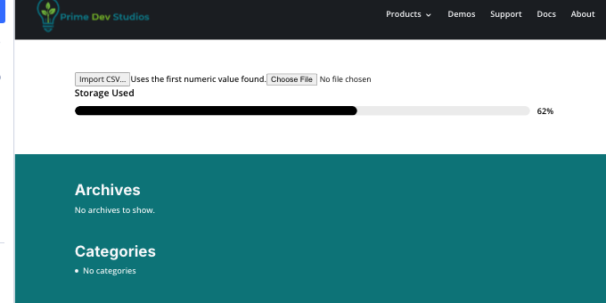 Builder canvas: the Import CSV… button above the bar