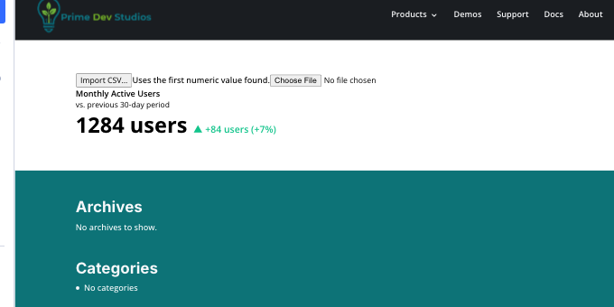 Builder canvas: the Import CSV… button above the tile
